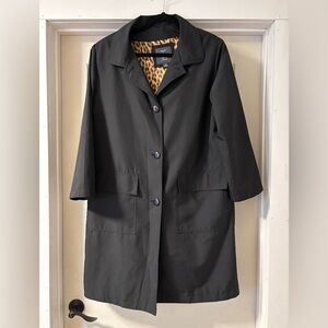 Jane Post for Saks 5th Avenue Long Duster Coat Size Small Black
